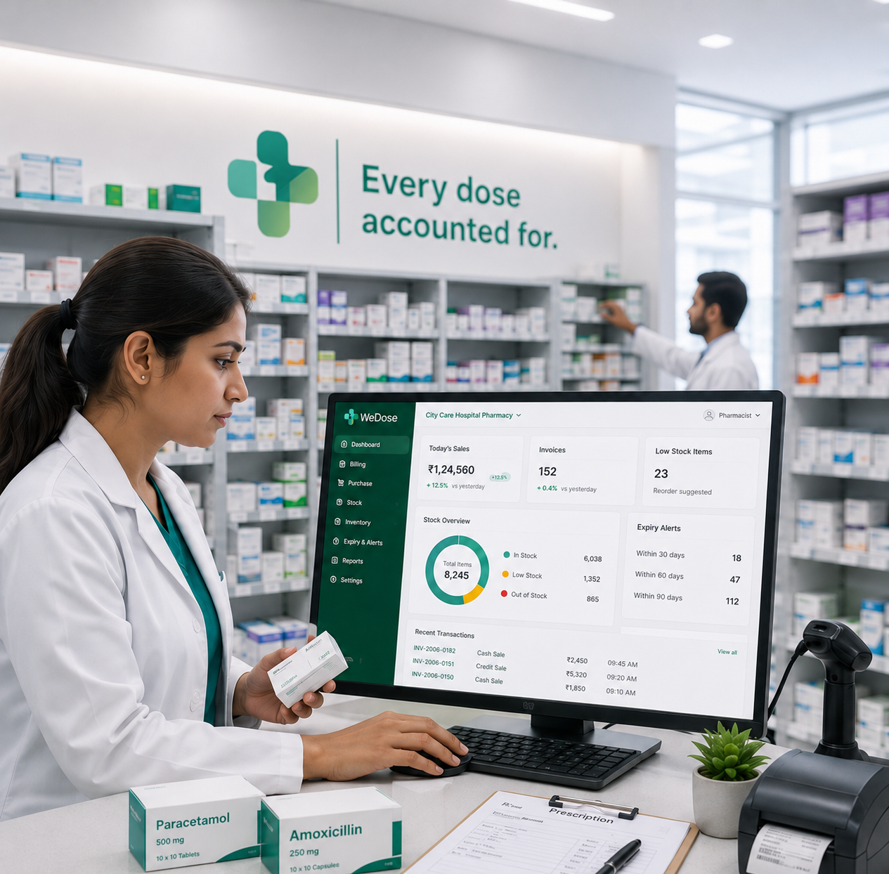 WeDose Digital Hospital Pharmacy Counter & Inventory OS